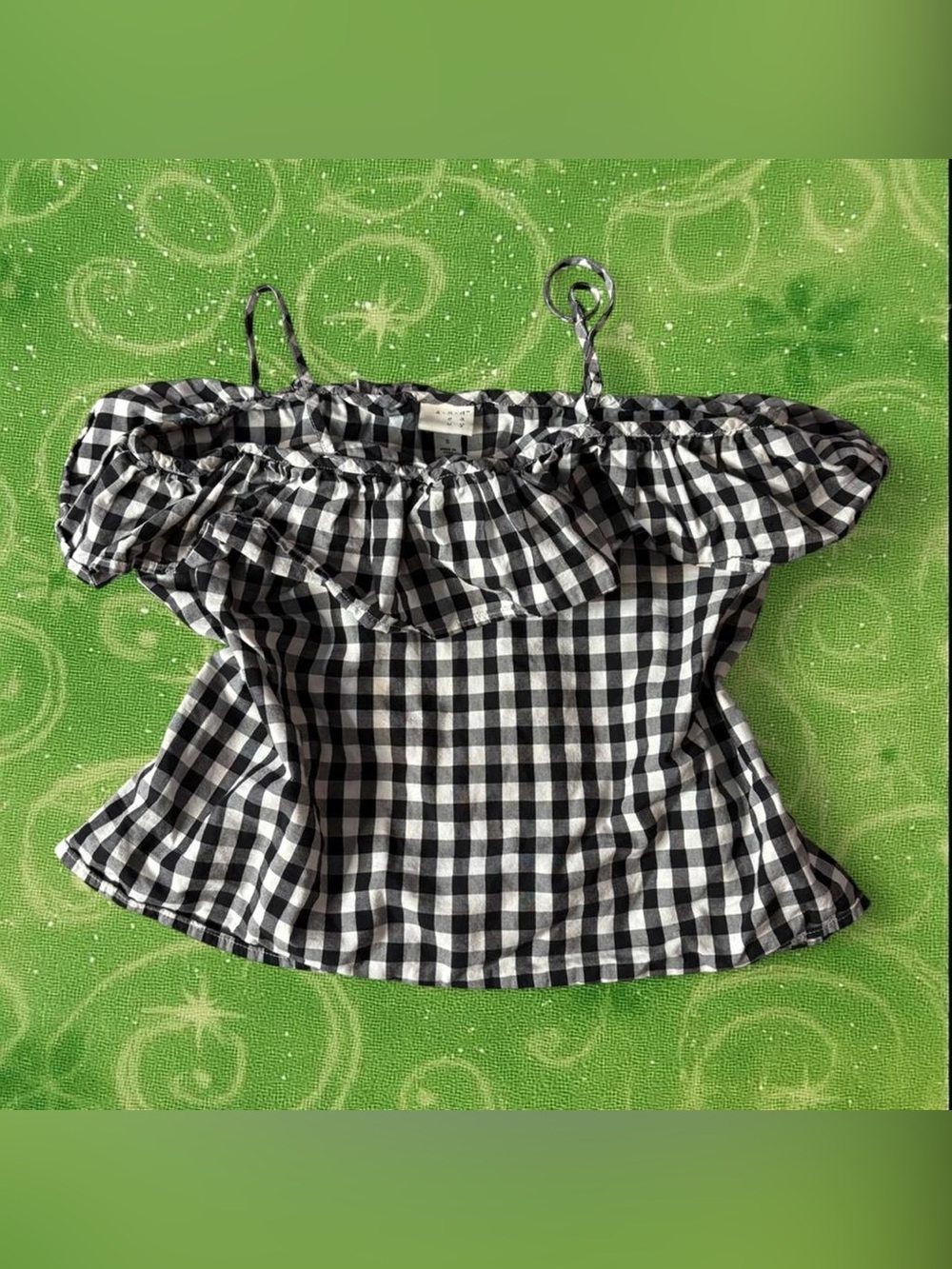 Black and White Gingham Ruffle Babydoll Top